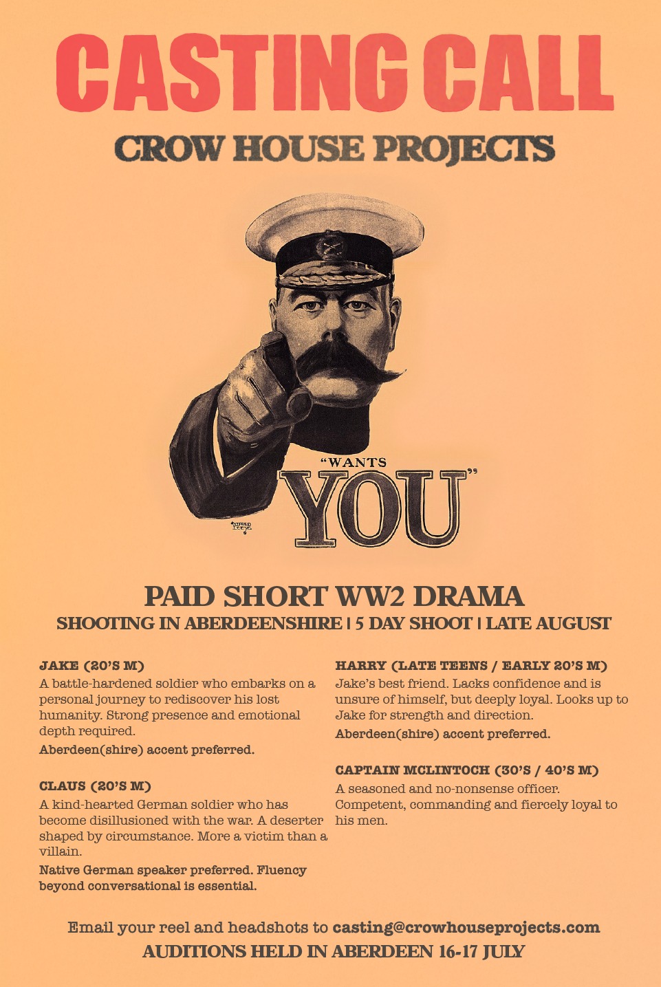 CASTING CALL: WW2 Short Film Seeks Talented Actors
